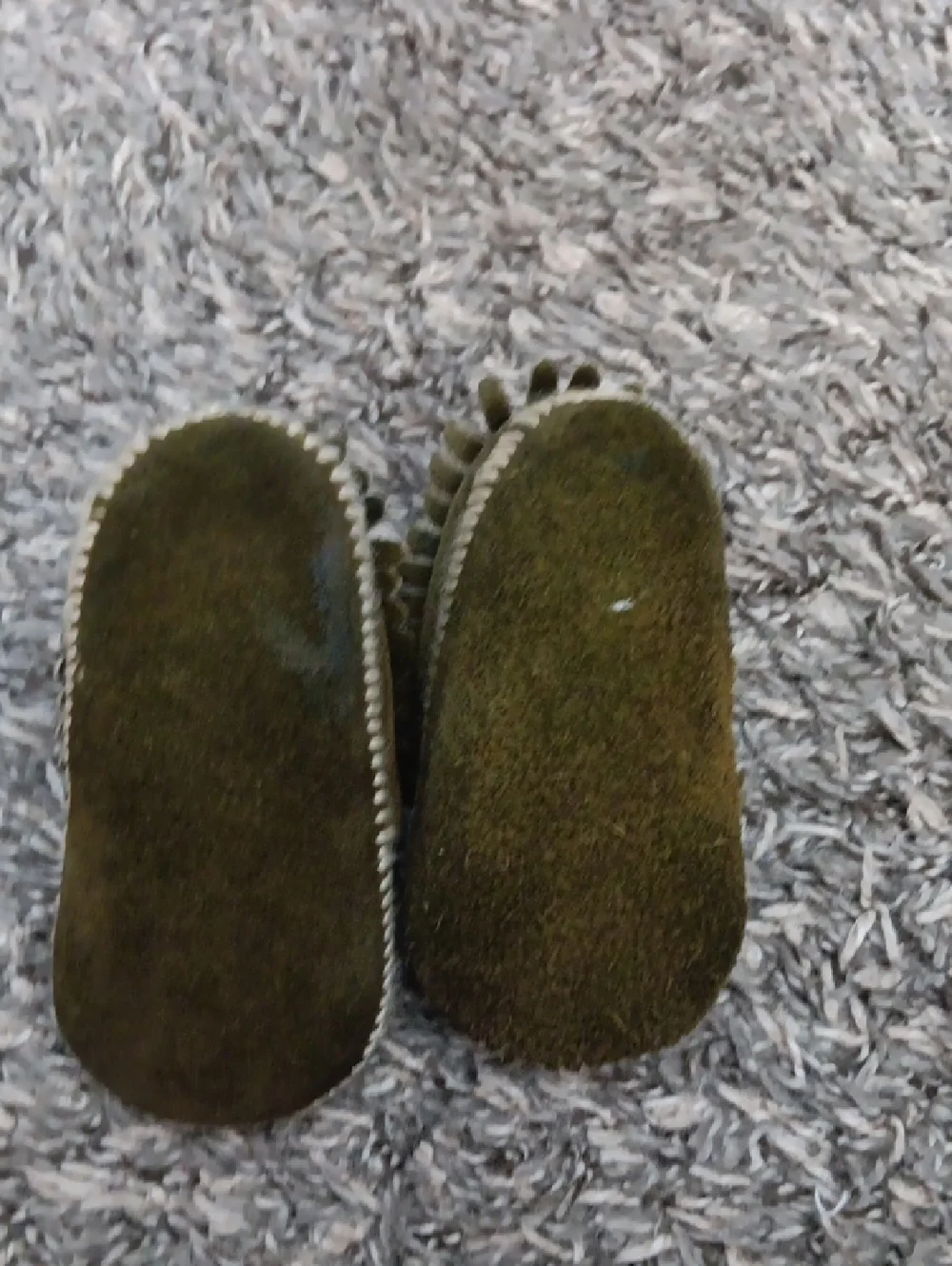 Baby Olive Green Suede Moccasin Shoes